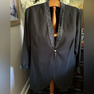 David Rose Vintage women’s black top blouse light blazer may  fit Sz 1X